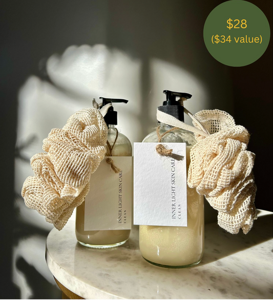 Inner Light Clean Wash & Shower Pouf Bundle